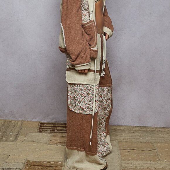 POL Oat Choco Quilted Floral Thermal Pants | Relaxed Fit | NWT | Large - Picture 3 of 5